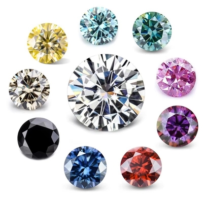 Sprzedaż hurtowa GRA Moissanite Szary Różowy Żółty Szampana Błękitny Zielony Okrągły losko obcinany diament moissanite do produkcji biżuterii