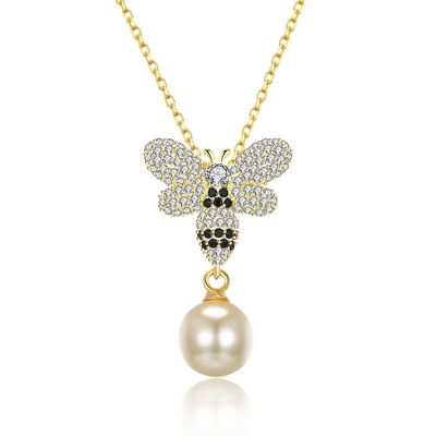 Moda ODM Butterfly Crystal 0.27in Pearl 3.93g Srebrne naszyjniki z biżuterią