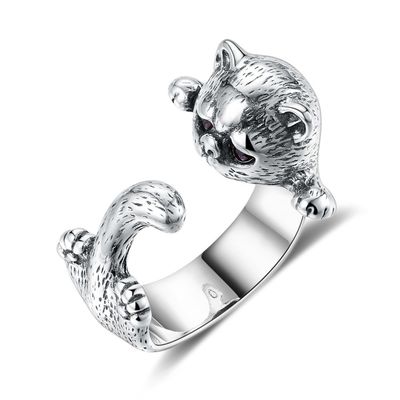 Regulowane pierścienie zwierząt ze stopu 3D ze srebra próby 925 Sterling Pet Lover Gift Jewelry
