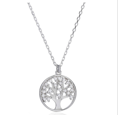 OEM Sterling Silver Tree Of Life Naszyjnik z AAAA Cubic Zirconia