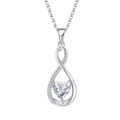 YASVITTI Kamienie szlachetne Infinity Pendants Naszyjniki Zirkonia Kubyczna Naszyjniki Kamienie Urodzinowe Serce 925 Sterling Silver Naszyjniki