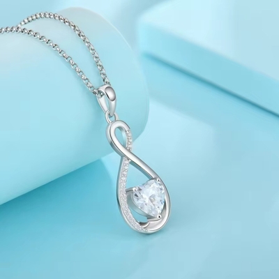 YASVITTI Kamienie szlachetne Infinity Pendants Naszyjniki Zirkonia Kubyczna Naszyjniki Kamienie Urodzinowe Serce 925 Sterling Silver Naszyjniki