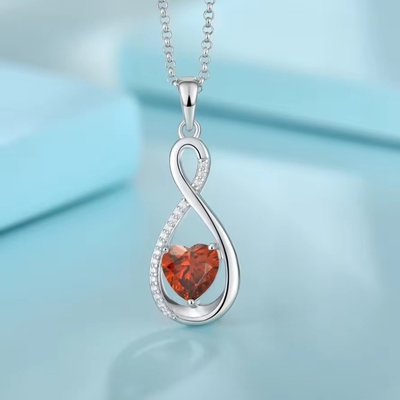 YASVITTI Kamienie szlachetne Infinity Pendants Naszyjniki Zirkonia Kubyczna Naszyjniki Kamienie Urodzinowe Serce 925 Sterling Silver Naszyjniki