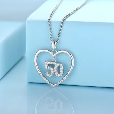 YASVITTI Custom Fashion 925 Sterling Silver Heart Necklace Numer 50 i 30