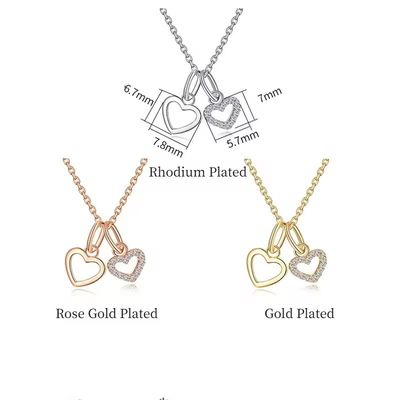 YASVITTI 925 Srebrny Naszyjnik Dwa Serca Urocze Na zamówienie Złote Naszyjnik Złote Naszyjnik
