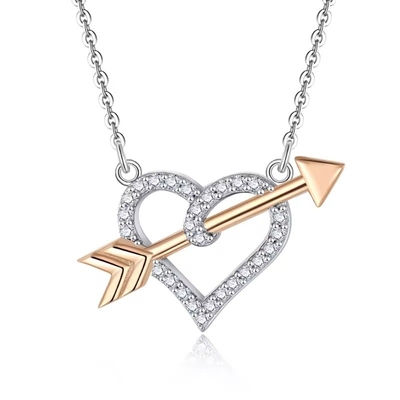 YASVITTI OEM ODM 925 Sterling Silver Cupid Naszyjnik Rose Złoto pokryte serca Strzały Naszyjnik Dla Kochanka Prezent