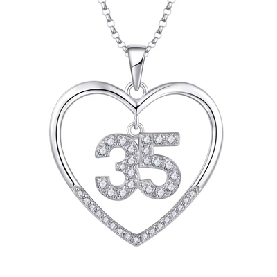 YASVITTI Custom Fashion 925 Sterling Silver Heart Necklace Numer 50 i 30
