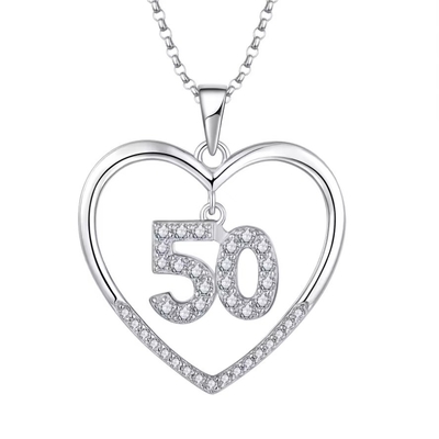 YASVITTI Custom Fashion 925 Sterling Silver Heart Necklace Numer 50 i 30