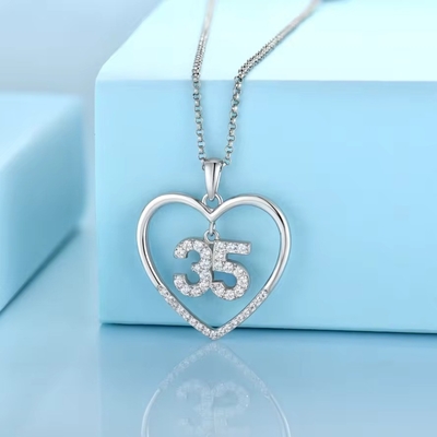 YASVITTI Custom Fashion 925 Sterling Silver Heart Necklace Numer 50 i 30