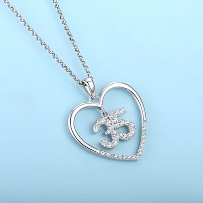 YASVITTI Custom Fashion 925 Sterling Silver Heart Necklace Numer 50 i 30