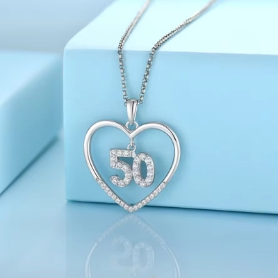 YASVITTI Custom Fashion 925 Sterling Silver Heart Necklace Numer 50 i 30