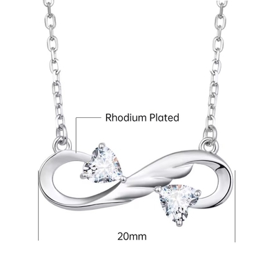 YASVITTI 925 Sterling Silver Infinity Heart Necklace Heart Cubic Zircon Luxury Women Necklace Jewelry