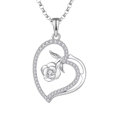 YASVITTI Sprzedaż hurtowa Na zamówienie Kołnierz Kołnierz Kobiety Szlachetne biżuteria Rhodium Plated Rose 925 Sterling Silver Heart Necklaces
