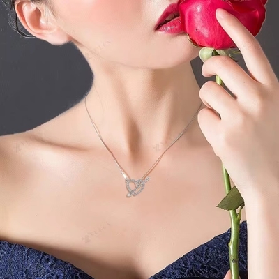YASVITTI 925 Sterling Silver Kołnierz Kobiet &quot;Jedna strzała przez serce&quot; Zircon Stone Walentynki