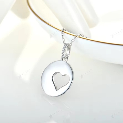 YASVITTI Romantic 925 Sterling Silver Necklace Rhodium Plated Coin Hollow Love Heart Pendant Necklace na Walentynki