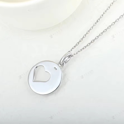YASVITTI Romantic 925 Sterling Silver Necklace Rhodium Plated Coin Hollow Love Heart Pendant Necklace na Walentynki