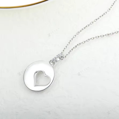 YASVITTI Romantic 925 Sterling Silver Necklace Rhodium Plated Coin Hollow Love Heart Pendant Necklace na Walentynki