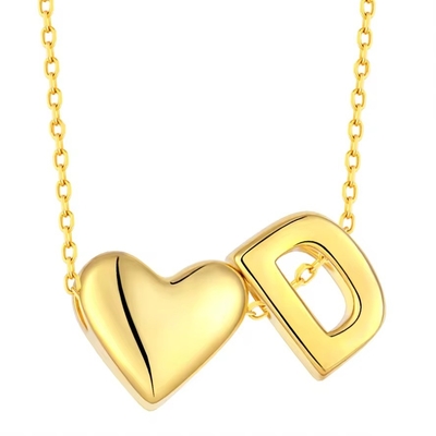YASVITTI Personalized 925 Sterling Silver Heart Initial Necklace 18K Gold Plated Luxury Letter Heart Necklace dla dziewczynek