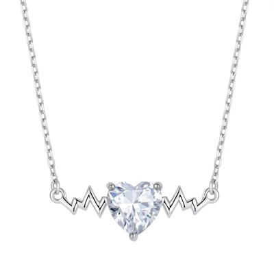YASVITTI 925 Sterling Silver Heartbeat Naszyjnik W kształcie serca 8A Cubic Zircon Kobiety