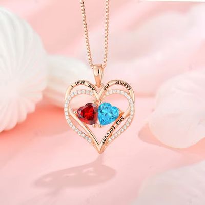YASVITTI 925 Srebrny Wieczny Miłość Naszyjnik Serce Naszyjnik Personalizowany Kryształy Złote Kryształy CZ Naszyjnik