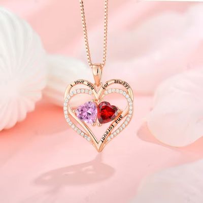 YASVITTI 925 Srebrny Wieczny Miłość Naszyjnik Serce Naszyjnik Personalizowany Kryształy Złote Kryształy CZ Naszyjnik