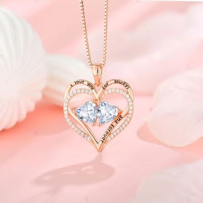 YASVITTI 925 Srebrny Wieczny Miłość Naszyjnik Serce Naszyjnik Personalizowany Kryształy Złote Kryształy CZ Naszyjnik