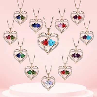 YASVITTI 925 Srebrny Wieczny Miłość Naszyjnik Serce Naszyjnik Personalizowany Kryształy Złote Kryształy CZ Naszyjnik