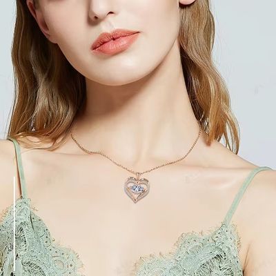 YASVITTI 925 Srebrny Wieczny Miłość Naszyjnik Serce Naszyjnik Personalizowany Kryształy Złote Kryształy CZ Naszyjnik