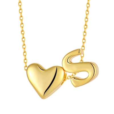 YASVITTI Personalized Initial Jewelry Złoty Miłosny List S Wisiorek 925 Sterling Silver Heart Initial Wisiorek Dla Kobiet