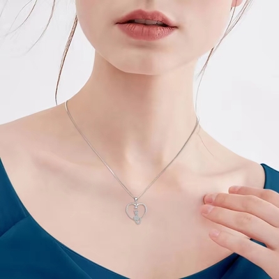 YASVITTI Heart Cat Necklace 925 Sterling Silver Cubic Zirconia Platinum Plated Cat Necklace Biżuteria hurtowa