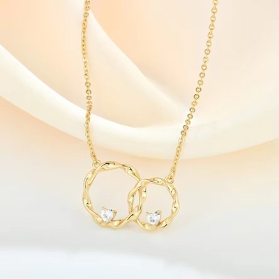 YASVITTI 14K Żółto Złote Płaty Związane Koło Serce Kubiczne Zirkonia Wisiorek Naszyjnik 925 Sterling Srebro biżuteria