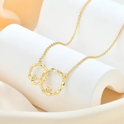 YASVITTI 14K Żółto Złote Płaty Związane Koło Serce Kubiczne Zirkonia Wisiorek Naszyjnik 925 Sterling Srebro biżuteria