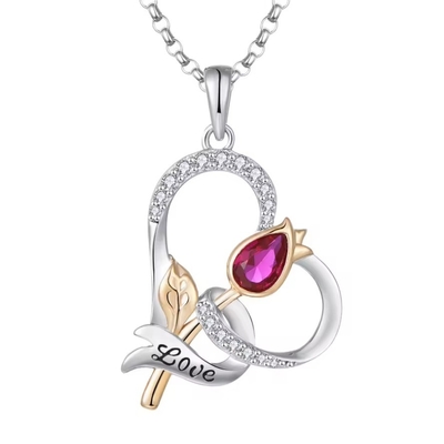 YASVITTI Custom Sterling Silver 925 Heart Rose Flower Necklace Classic Rose Gold Plated Bridesmaid Wholesale Factory