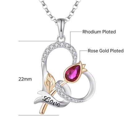 YASVITTI Custom Sterling Silver 925 Heart Rose Flower Necklace Classic Rose Gold Plated Bridesmaid Wholesale Factory