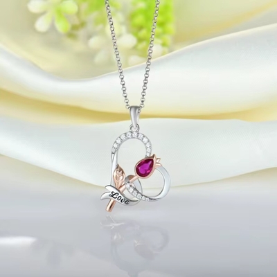 YASVITTI Custom Sterling Silver 925 Heart Rose Flower Necklace Classic Rose Gold Plated Bridesmaid Wholesale Factory