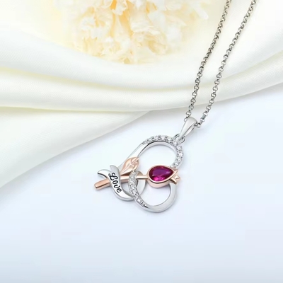 YASVITTI Custom Sterling Silver 925 Heart Rose Flower Necklace Classic Rose Gold Plated Bridesmaid Wholesale Factory