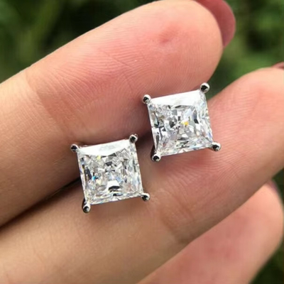 Kolczyki stud Moissanite Diamentowe Serce Księżniczka Asscher Poduszka Okrągła Brilliant Cut Charles VVS Luźny kamienie szlachetne