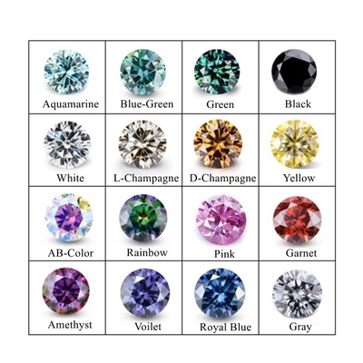 Sprzedaż hurtowa GRA Moissanite Szary Różowy Żółty Szampana Błękitny Zielony Okrągły losko obcinany diament moissanite do produkcji biżuterii