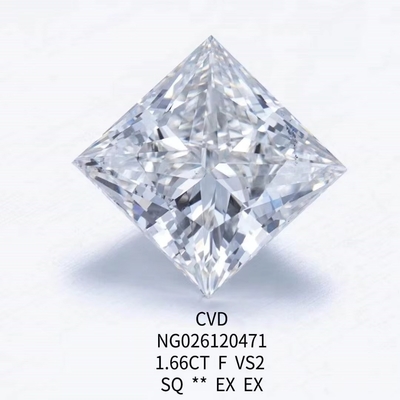 Certyfikat IGI NGIC Laboratory Grown Diamond Princess Square Cut 1.66ct F VS2 Loose Hpht Cvd Diament Moissanite