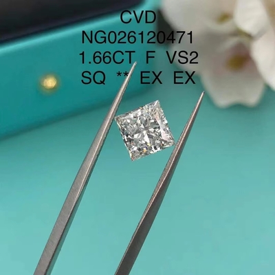 Certyfikat IGI NGIC Laboratory Grown Diamond Princess Square Cut 1.66ct F VS2 Loose Hpht Cvd Diament Moissanite