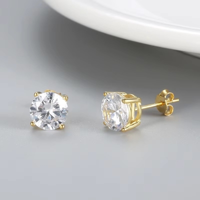 Koreańskie kolczyki mody biżuteria 925 srebra szterlingu klasyczny pojedyncze diamentowe kolczyki 2-10mm Zirconia Stud kolczyki dla kobiet