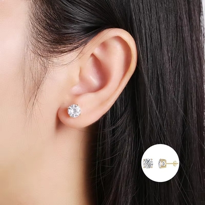 Koreańskie kolczyki mody biżuteria 925 srebra szterlingu klasyczny pojedyncze diamentowe kolczyki 2-10mm Zirconia Stud kolczyki dla kobiet