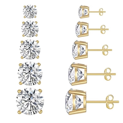 Koreańskie kolczyki mody biżuteria 925 srebra szterlingu klasyczny pojedyncze diamentowe kolczyki 2-10mm Zirconia Stud kolczyki dla kobiet