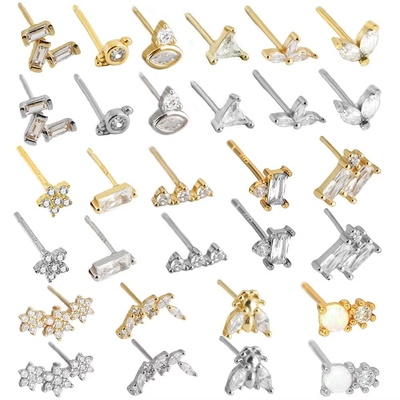 925 Srebrny Skarb Sprzedaż hurtowa biżuteria minimalistyczna Mała 925 Srebrny Skarb Zirkon Stud Kolczyki Złote Kolczyki Dla Kobiet