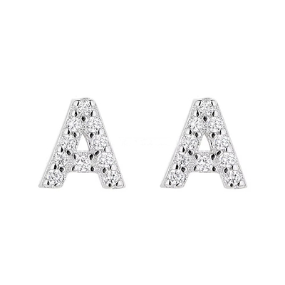 925 Sterling Silver Letter Earring Studs ABC Jewelry Stud Earrings With Rhodium Plated For Women