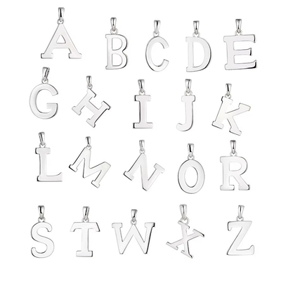 925 Sterling Silver Alphabet Letter Necklace Pendant Personalized Initial Charms biżuteria