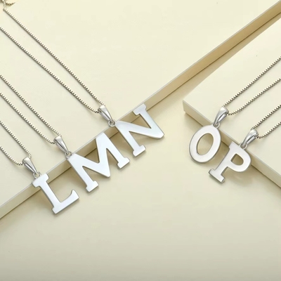 925 Sterling Silver Alphabet Letter Necklace Pendant Personalized Initial Charms biżuteria