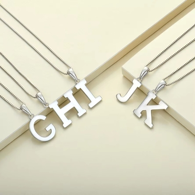 925 Sterling Silver Alphabet Letter Necklace Pendant Personalized Initial Charms biżuteria