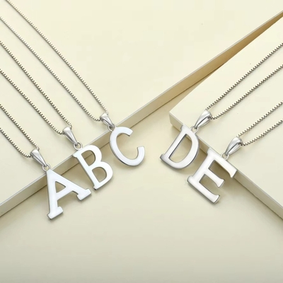 925 Sterling Silver Alphabet Letter Necklace Pendant Personalized Initial Charms biżuteria