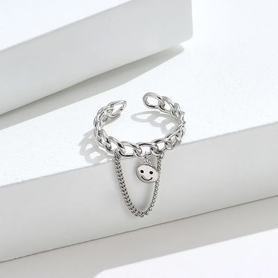 0.08 CM 1.7g Srebrne pierścionki z biżuterią Unisex Festiwal Uśmiechnięty pierścień do twarzy